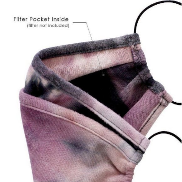 Purple Tie Dye Face Mask w/ Filter Pocket - Picture 2 of 3